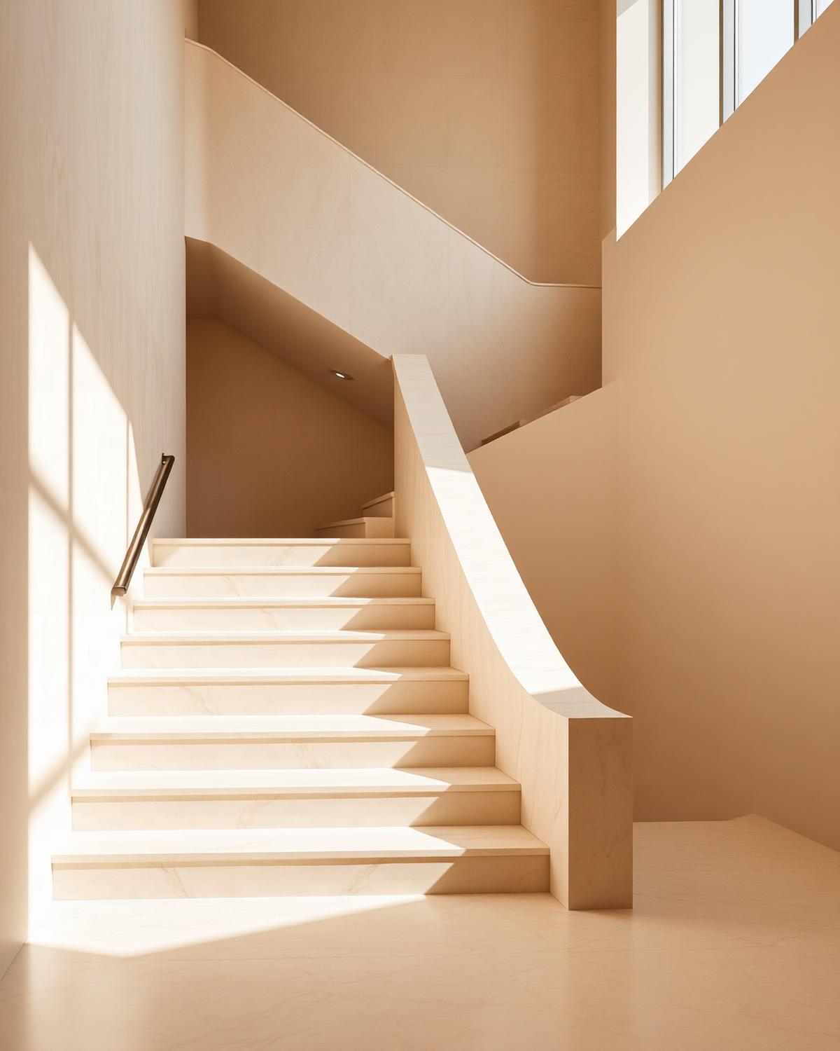 Polished limestone staircase symbolising the ascent to financial freedom